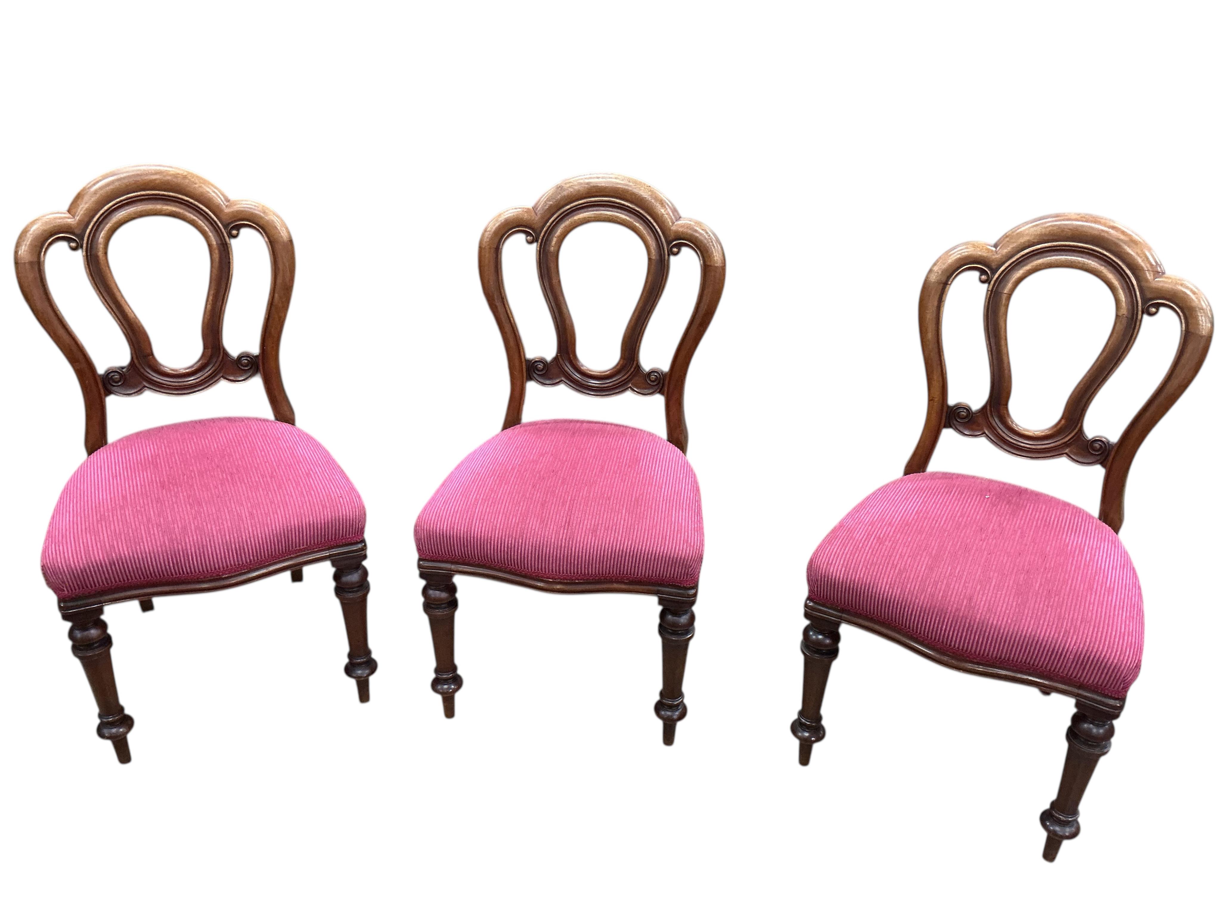 A set of six Victorian mahogany balloon back dining chairs